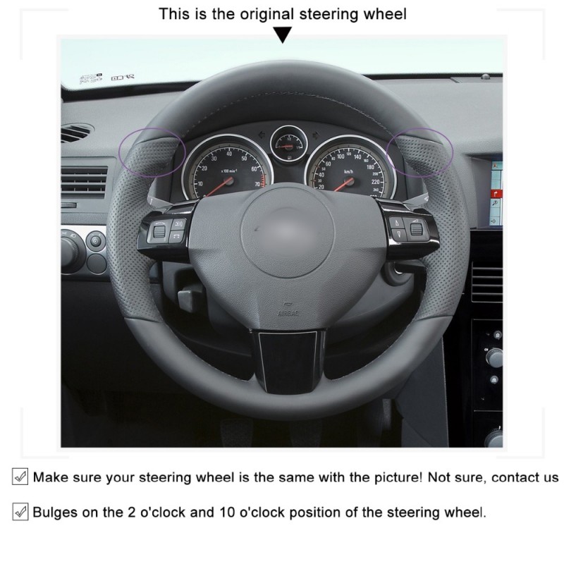 Loncky Auto Custom Fit OEM Black Genuine Leather Steering Wheel Covers